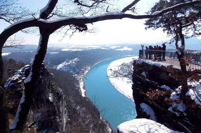 Bohemian and Saxon Switzerland All inclusive trip - Winter Tour - Neurathen Castle ruins beside the bridge
