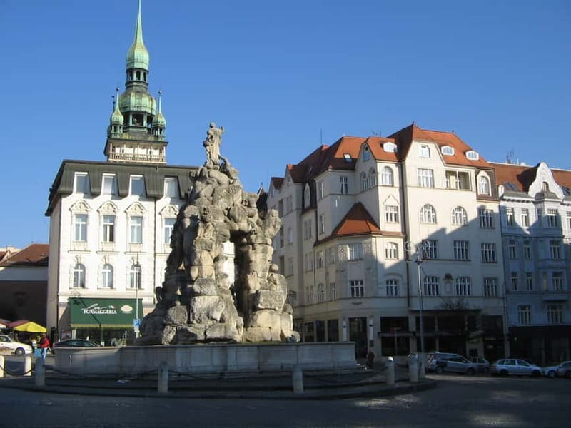 Brno: Historic Downtown Walking Tour - Vegetable Market, cellars, and the Parnassus Fountain