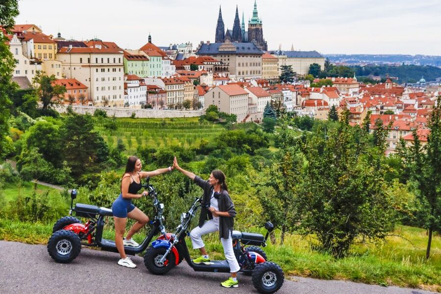 Grand City Tour on Electric Trike in Prague - Live Guided - Prague Castle from outside, then Strahov Monastery