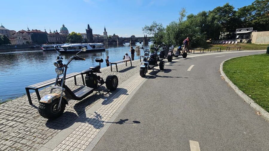 Heart of Prague tour on Tricycle electric scooter - Letna Park and the giant Metronome