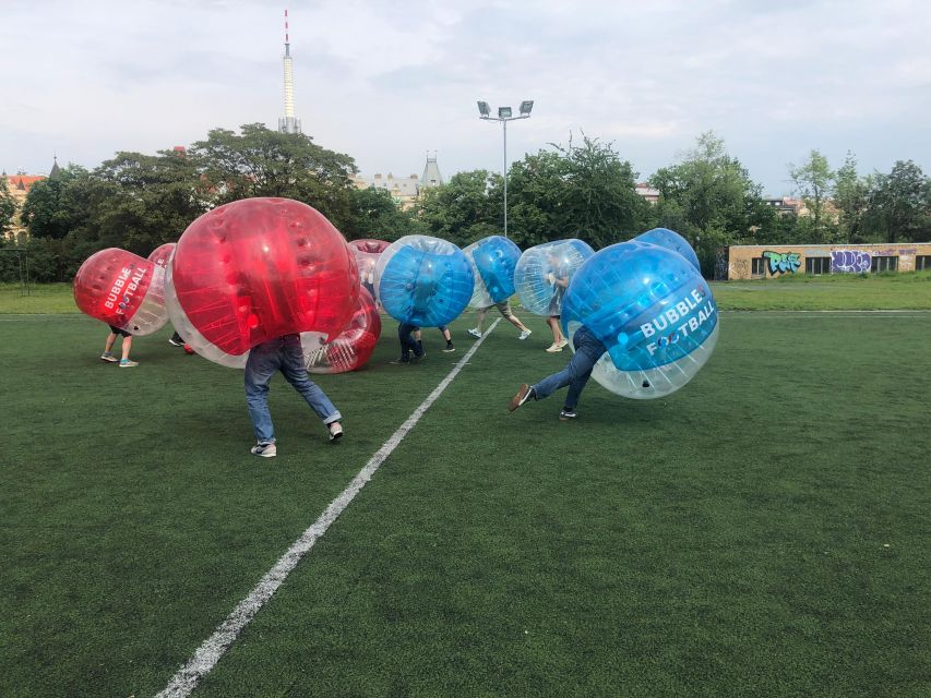 Prague: Bubbles football - Zorb Football in centrum - Changing, stretching, and getting ready