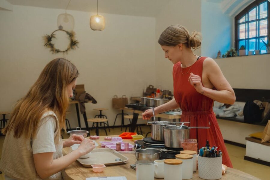 Prague: Coconut Candle Workshop - Adding colors, flowers, spices, and molded shapes