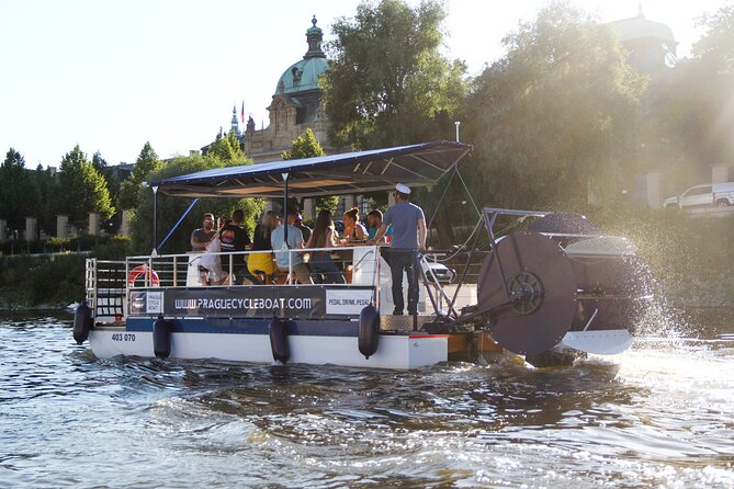Prague Cycle Boat - The Swimming Beer Bike - Prague Castle across the Vltava
