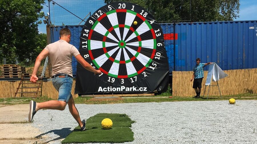 Prague: Giant Football Darts Game with Round of Beers & BBQ - What happens during the three-hour visit