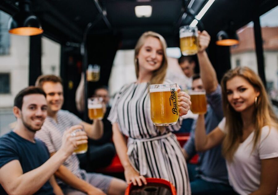 Prague: Party Beer Bus - The route through Prague, from moving tour to city views
