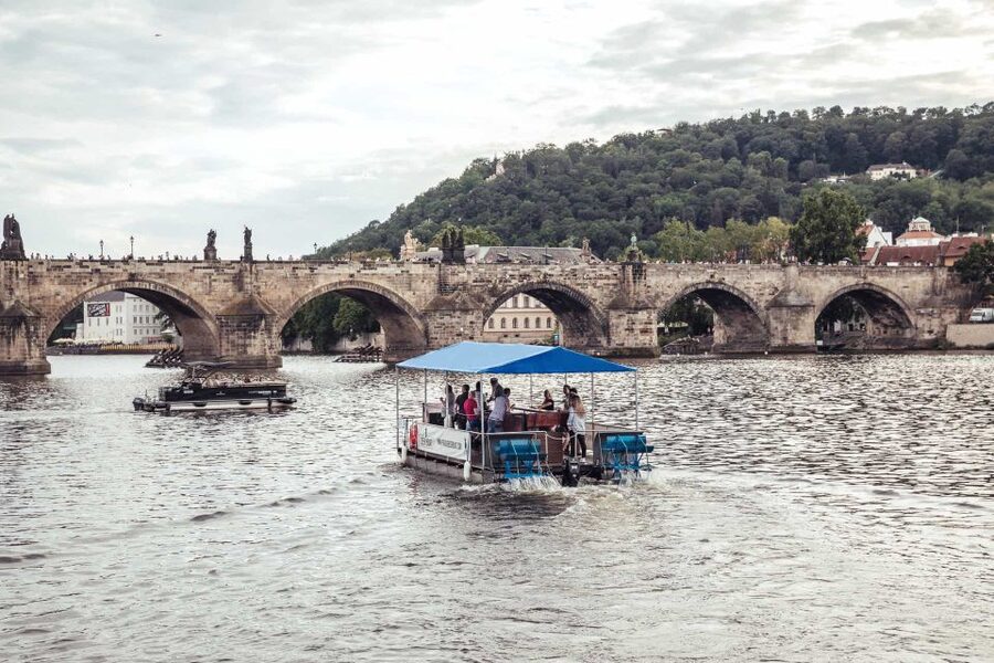 Prague: Private Cycle Boat River Tour with Beer or Prosecco - A practical look at the boat itself
