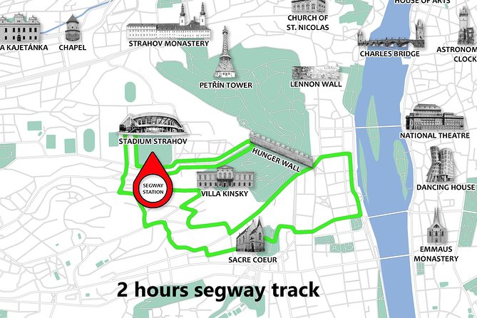 Prague Segway Tour with A Local Guide & Hotel Pick Up - The two-hour route reaches the riverside view