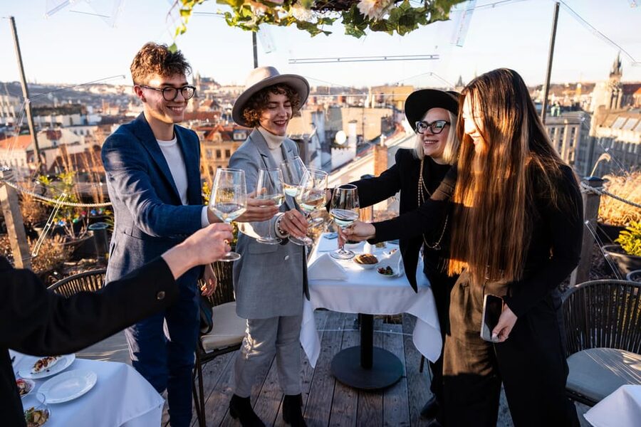 Prague: Sky Bar Aperitivo Menu with Drink & Panoramic Views - The two-hour wine option