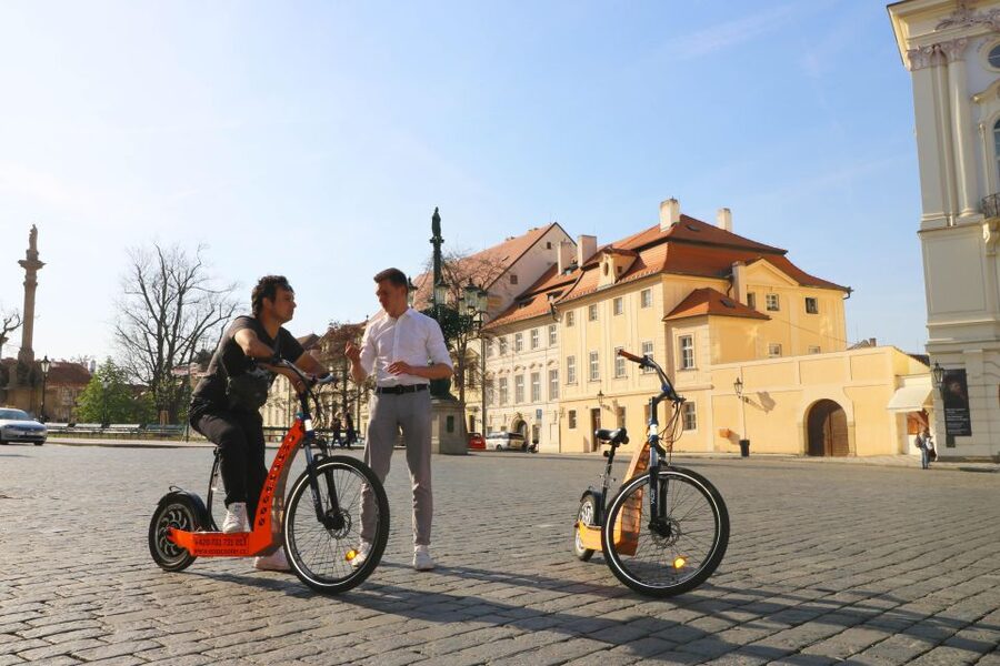 Prague: Tour by Electric Scooter or Cruiser eBike - Getting started beside the Japanese Embassy