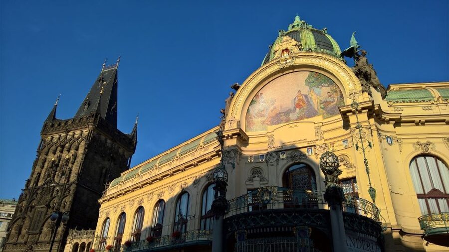Prague: Vintage Car Ride and Walking Tour - Municipal House, National Theater, and the Dancing House