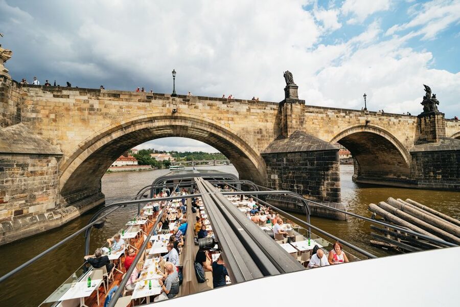 Prague: Vltava River Lunch Cruise in an Open-Top Glass Boat - The Dancing House and Prague beyond the postcard