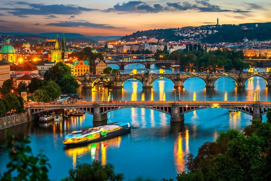 Prague: Vltava River Night Cruise with Buffet - A quiet start near Čechův Bridge