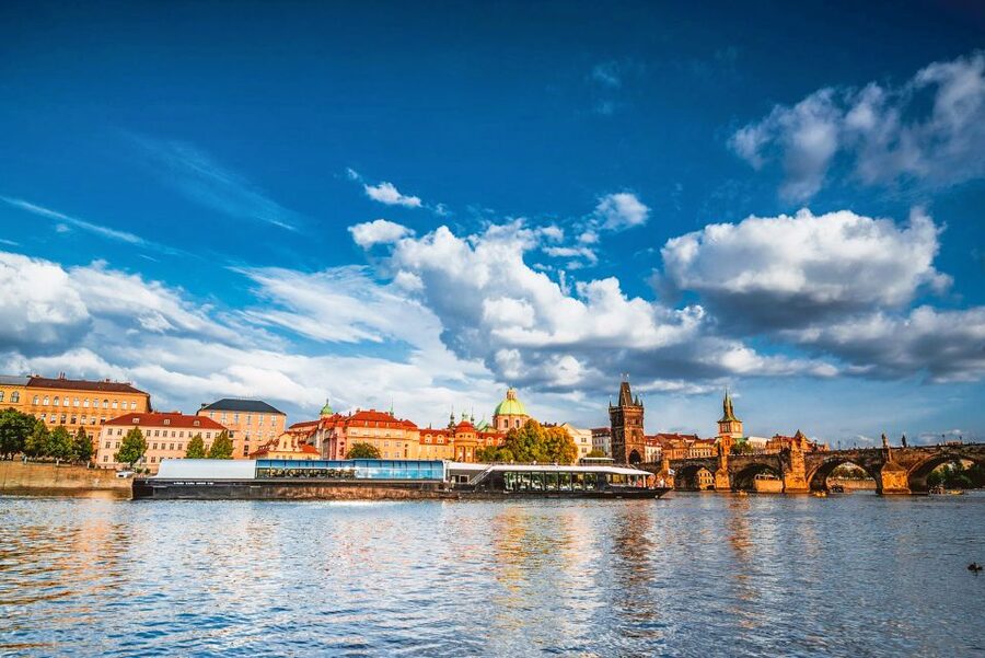 Prague: Vltava River Night Cruise with Buffet - Prague Castle from the Vltava