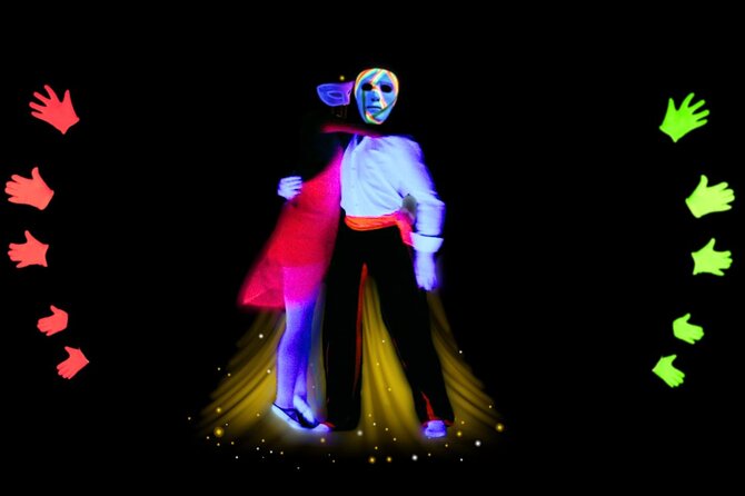 Underground Black Light Theatre Interactive Show in Prague - A love story told through light, film, and movement
